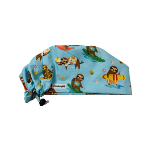 Sloths surfing scrub cap