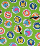 Animal friends on green scrub cap