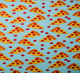 Pizza on blue scrub cap