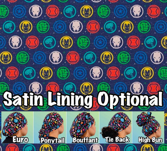 Character. scrub cap (made with licensed marvel fabric)