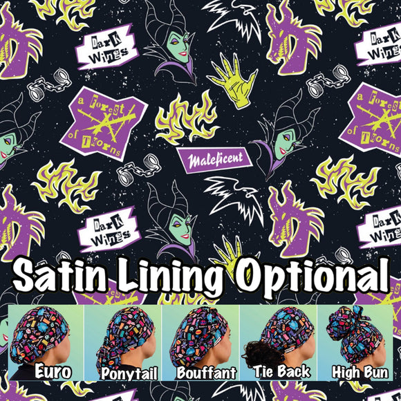 Character. scrub cap (made with licensed Disney Villain fabric)