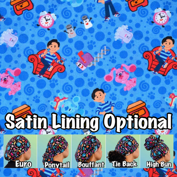 Character. scrub cap (made with licensed Blue’s clues fabric)