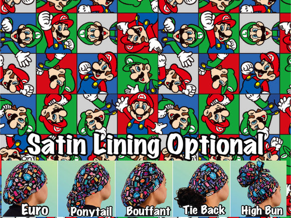 Character scrub cap (made with licensed Mario fabric)