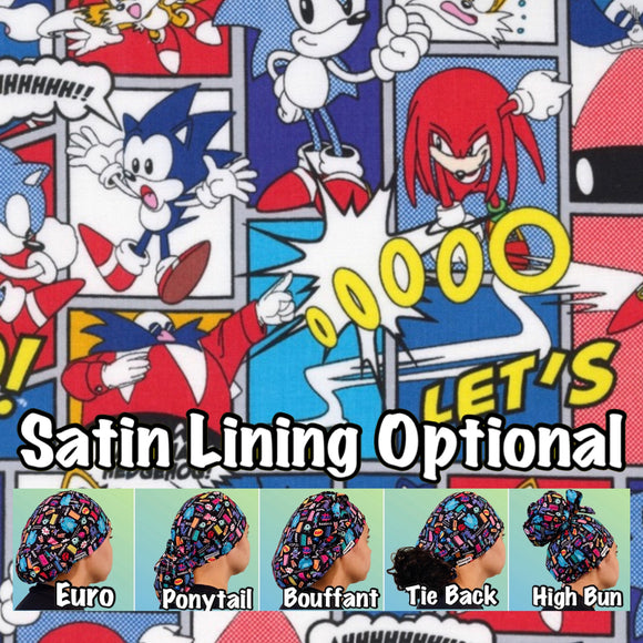 Character. scrub cap (made with licensed Sonic fabric)