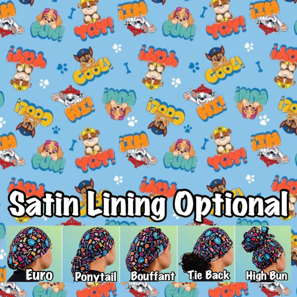 Character. scrub cap (made with licensed Paw Patrol fabric)