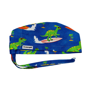 Surfing. dinosaur scrub cap