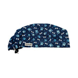 Blue paw prints scrub cap