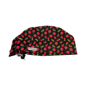 Red rose floral scrub cap