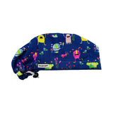 Monsters and flowers scrub cap