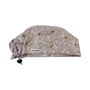 Bees and vines mauve scrub cap