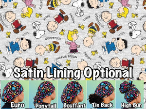 Character. scrub cap ( made with licensed Charlie Brown fabric)
