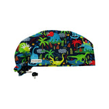 Dinos. on navy scrub cap