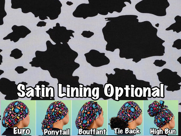 Cow print scrub cap