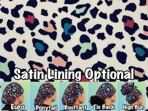 Leopard. pattern scrub cap