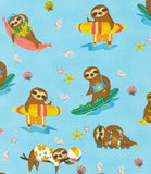 Sloths surfing scrub cap