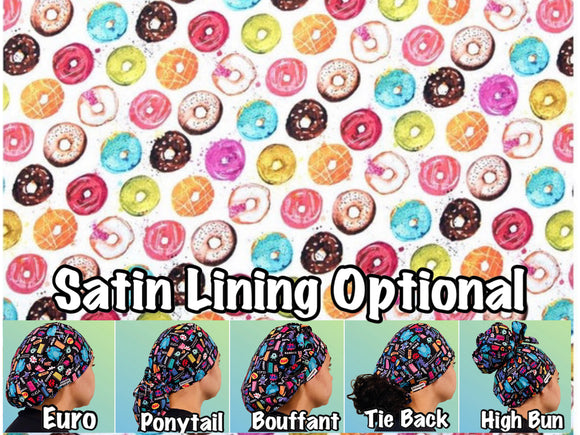 Rainbow donuts scrub cap