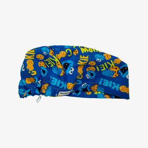 Character. scrub cap ( made with licensed Cookie Monster fabric)