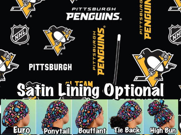 Pittsburgh Sports scrub cap (made with licensed Penguins fabric)