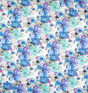 Blue sketched floral scrub cap