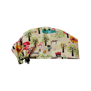 Camping forest animals scrub cap