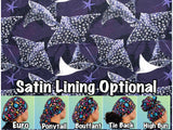 Manta. ray on navy scrub cap